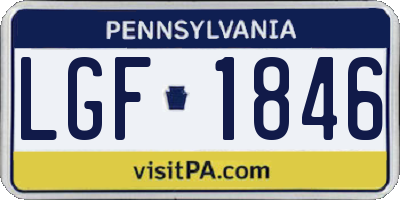 PA license plate LGF1846