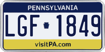 PA license plate LGF1849