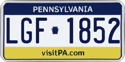 PA license plate LGF1852