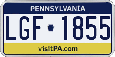 PA license plate LGF1855