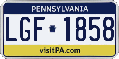 PA license plate LGF1858