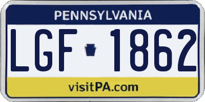 PA license plate LGF1862