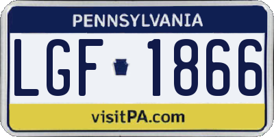 PA license plate LGF1866