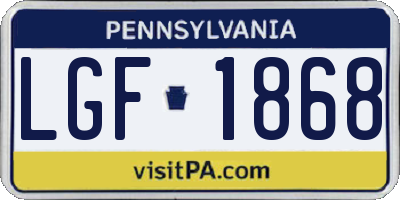 PA license plate LGF1868