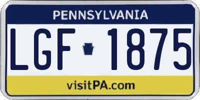 PA license plate LGF1875