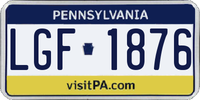 PA license plate LGF1876