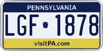 PA license plate LGF1878