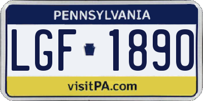 PA license plate LGF1890
