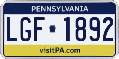 PA license plate LGF1892