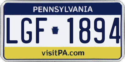 PA license plate LGF1894