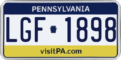 PA license plate LGF1898