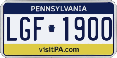 PA license plate LGF1900