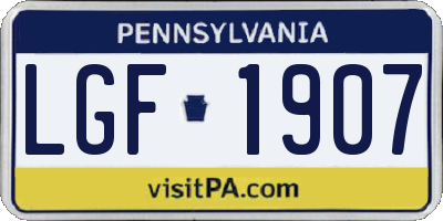 PA license plate LGF1907