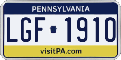 PA license plate LGF1910