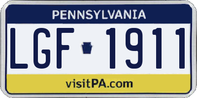 PA license plate LGF1911
