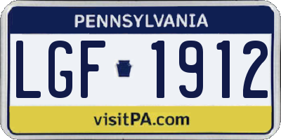PA license plate LGF1912