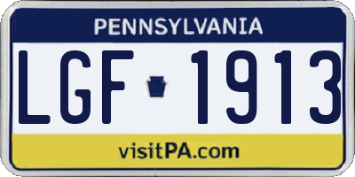 PA license plate LGF1913