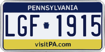 PA license plate LGF1915