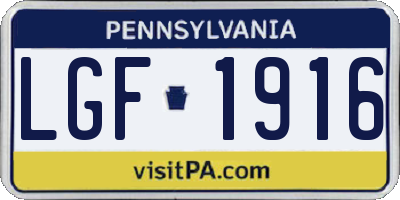 PA license plate LGF1916