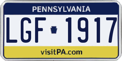 PA license plate LGF1917