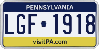 PA license plate LGF1918