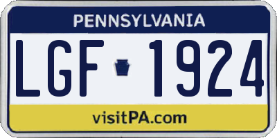 PA license plate LGF1924