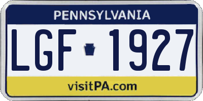 PA license plate LGF1927