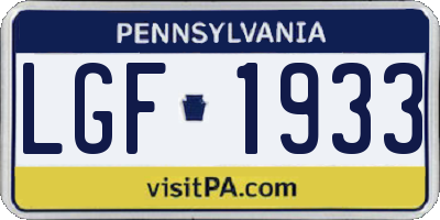 PA license plate LGF1933