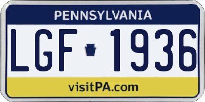 PA license plate LGF1936