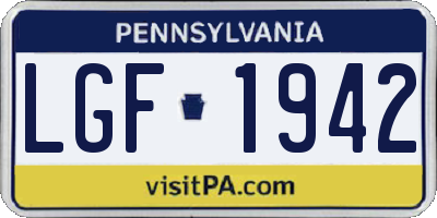 PA license plate LGF1942