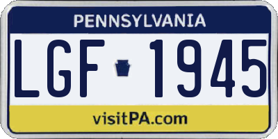 PA license plate LGF1945