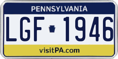 PA license plate LGF1946