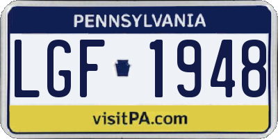 PA license plate LGF1948