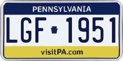 PA license plate LGF1951