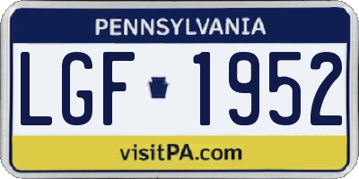 PA license plate LGF1952