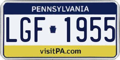 PA license plate LGF1955