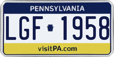 PA license plate LGF1958