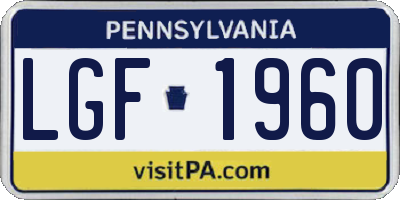 PA license plate LGF1960