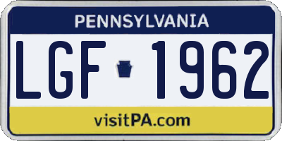 PA license plate LGF1962