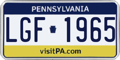 PA license plate LGF1965