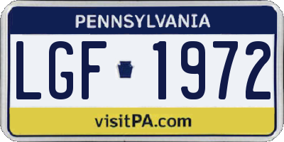 PA license plate LGF1972