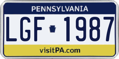 PA license plate LGF1987