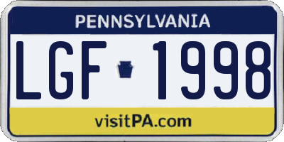 PA license plate LGF1998