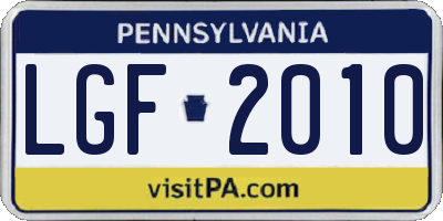 PA license plate LGF2010