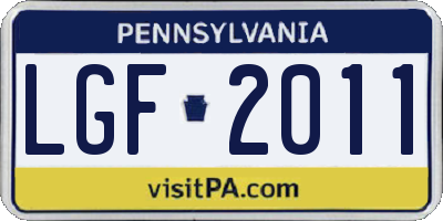 PA license plate LGF2011