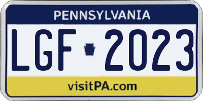 PA license plate LGF2023