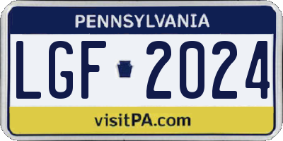PA license plate LGF2024