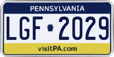 PA license plate LGF2029