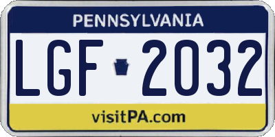 PA license plate LGF2032