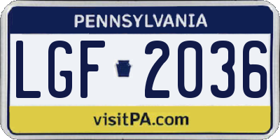 PA license plate LGF2036